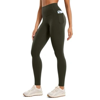 Bild av CRZ Yoga Womens Butterluxe Träning Leggings 28 Inches Hög Midja Gym Byxor Med Fickor Running Buttery Soft Olivgrön L
