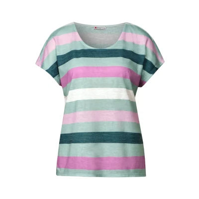 Bild av Street One randig T shirt för kvinnor, Mjuk jade grön, 36