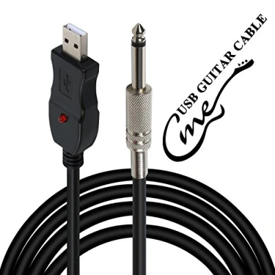 Bild av Loopelectronic USB inspelningskabel för anslutning av gitarr eller bas till PC, med adapter, omvandlare, anslutningsgränssnitt, 6,5 mm uttag 3 m