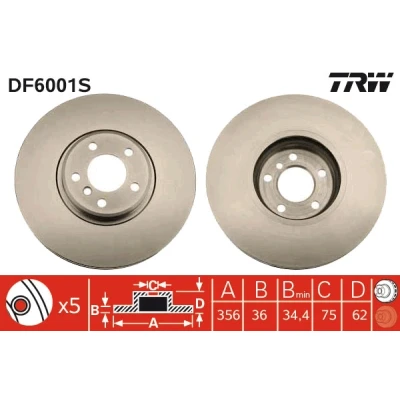 Bild av Bromsskiva TRW DF6001S