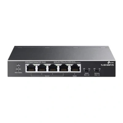 Bild av TP Link TL SG1005P PD 5 portar PoE genomströmning Gigabit Ethernet omkopplare 1 PoE++ In@90W, 4 PoE+ utgång upp till 66W Plug &amp; Play Utökningsläge QoS, IGMP, automatisk återhämtning