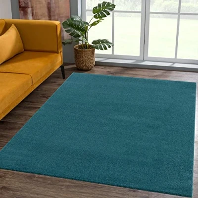 Bild av SANAT matta med kort lugg vardagsrum vanlig modern för sovrum, arbetsrum, kontor, hall, barnrum och kök mörkblå, 60 x 110 cm
