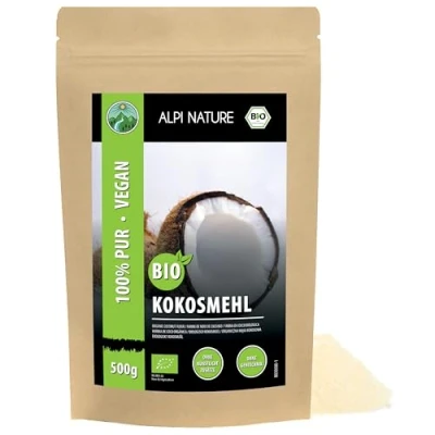 Bild av BIO kokosmjöl (500g), rå matkvalitet från kontrollerad organisk odling, glutenfri, laktosfri, laboratorietestad, vegan