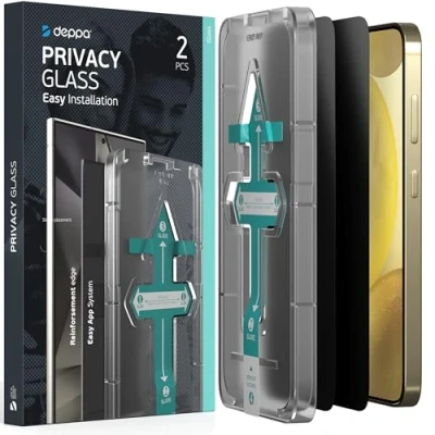Bild av Deppa 2 stycken Privacy Skärmskydd för Samsung Galaxy S24 Ultra (6,8&#039;) Kompatibelt Med Fingeravtrycksläsare ID [Full Täckning] Enkel Installationssats (Privacy, S24+ Plus/S25+ Plus (6.7&#039;))