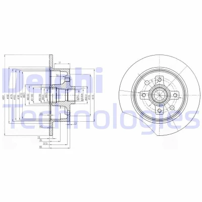 Bild av DELPHI BG2571 Disque de frein 261 10 4 plein huilé non traité sans roulement roue, bague ABS OPEL: Calibra A, Kadett E CC, Cabriolet