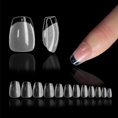 Bild av Coffin Nagelspetsar, 552 st kort mjuka gel heltäckande klara matta nagelspetsar Ballerina, nagelförlängningar Akryl Naglar Transparenta Falska för kvinnor DIY, 12 storlekar