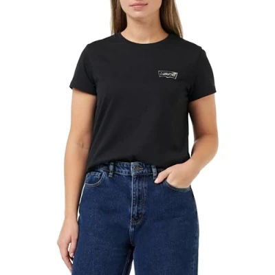 Bild av Levi&#039;s THE Perfect TEE Tshirt med print, Storlek: XS, Shimmer bw outline caviar