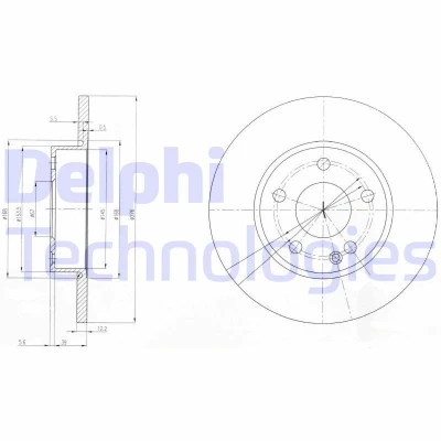 Bild av DELPHI BG3840 Disque de frein 276 12 5 plein huilé non traité sans roulement roue, bague ABS MERCEDES BENZ: Classe A, B