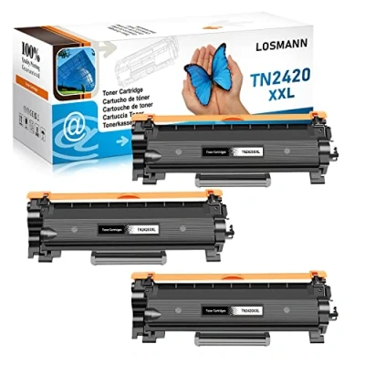 Bild av LOSMANN XXL toner (6 000 sidor) kompatibel med Brother TN2420 TN2410 för MFC L2710DW L2710DN L2750DW DCP L2530DW L2510D L2550DN HL L2350DW L2310D L2370DN (3 svart)