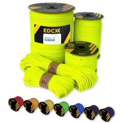 Bild av EdcX Paracord 4 mm, 35+ solida färger (15m, 30m, 50m, 100m, 300m) Idealisk för hantverk, gör det själv, camping 100% nylonrep 4mm Tactical Cord 550 Typ III
