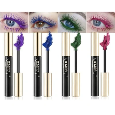 Bild av Riroenst färgade mascara set, 4 stycken färgglada mascara, voluminösa ögonfransar, snabbtorkande, långvarig charmig voluminös för ögonmakeup, djurförsöksfri vegansk