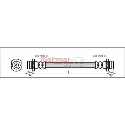 Bild av METZGER 4110611 Flexible De Frein 222 F10 x 1 CHEVROLET: Matiz, DAEWOO: Matiz I 3/5 portes