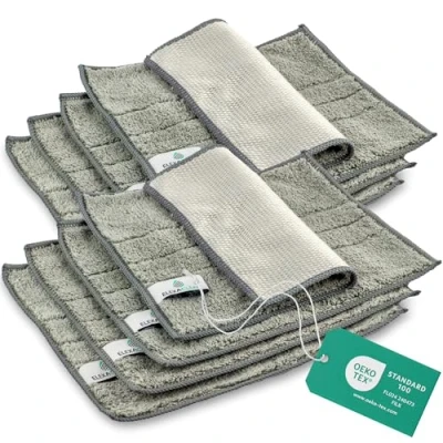 Bild av ELEXACLEAN Diskdukar tvättbara mikrofiber (grå, set om 8, 24 x 20 cm) disktrasa för kök, porslin
