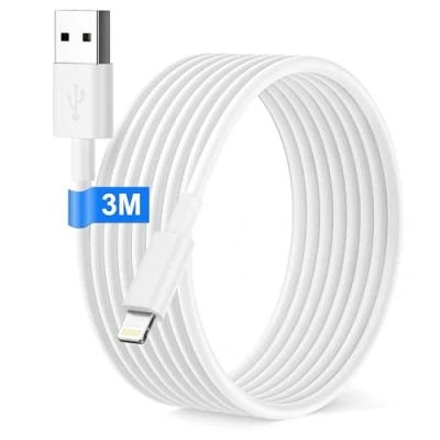 Bild av 3M MFi certifierad Apple iPhone kabel, 3 meter Laddningskabel för 14 13 12 11 Pro Max/Mini/X/XS/8/7/6Plus/SE/iPad, Snabbladdning