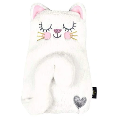 Bild av moses. Ed, the Cat varmvattenflaska Kitty med överdrag, mjukt överdrag i vit kattdesign, flaskkapacitet ca 700 ml, 1 st (1 pack)