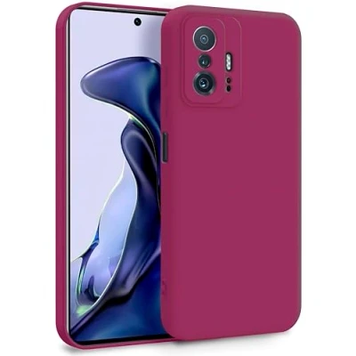 Bild av MyGadget fodral till Xiaomi 11t Pro Tvålagers mobiltelefonfodral med kameraskydd Skal innerfoder &amp; silikon utsida Vinröd