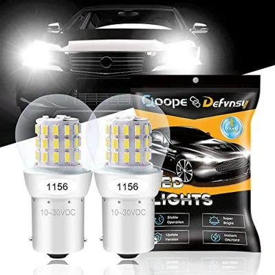 Bild av DEFVNSY paket med 2 vit P21W 1156 BA15S 1141 1003 7506 1073 extremt ljust LED ljus 3014 39 SMD ersättningslampor för interiör husbil baka upp omvänd glödlampor dagsljus 10 30 V DC