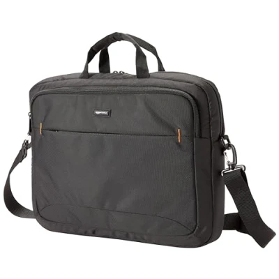 Bild av Amazon Basics kompakt laptopväska, axelväska/bärväska med fickor för förvaring av tillbehör, bärbara datorer upp till (17,3 tum44 cm), svart, 1 styck