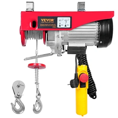 Bild av VEVOR elektrisk vinsch 300 kg till 600 lyfthöjd 12 m lindragning motorvinsch 1150 W kopparmotor flaskdragning 10 m/min lyfthastighet, lyftskydd med kabelfjärrkontroll, replyft, kedjehiss