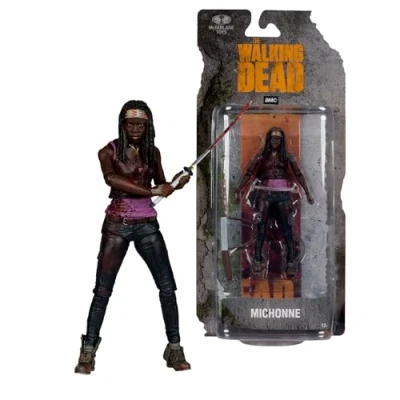 Bild av Bizak McFarlane The Walking Dead 12 cm Michonne ledad figur, 20 artikulationspunkter för poser, med tillbehör och bokmärken, samlare fans, (64384344)