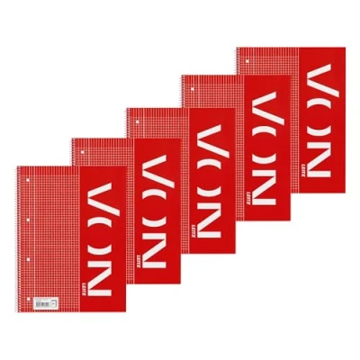 Bild av Leitz Collegeblock A4 rutig, 5 pack, anteckningsblock med 160 sidor, 80 ark, perfekt för studenter och studenter, marginal till vänster, 45740001