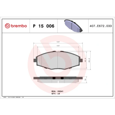 Bild av Bromsbeläggssats, skivbroms BREMBO P 15 006