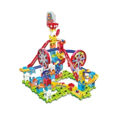 Bild av VTech Marble Rush, Adventure Park Challenge elektronisk kulbana L300E, byggsats, 96 stycken, 10 kulor, present till barn från 4 år innehåll på franska