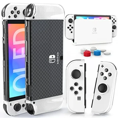 Bild av HEYSTOP Switch OLED fodral för dockbar PC skyddsfodral med Nintendo handtag och tumlock tillbehör komplett skydd