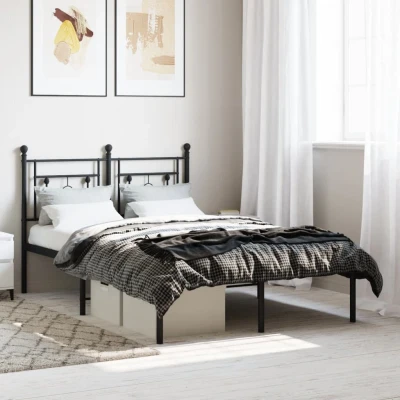 Bild av vidaXL Sängram med huvudgavel metall svart 120x200 cm, säng, metallsäng, sängram, sängar, metallsängar, sängramar, gästsäng, gästsängar