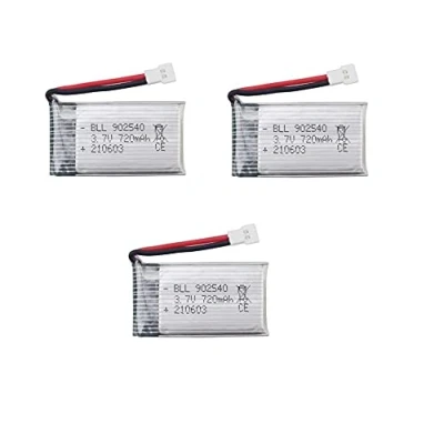 Bild av YUNIQUE GREEN CLEAN POWER Set med 3 LiPo Batterier 720mAh 3.7V för RC Drönare Kompatibelt Syma X5, X5C, X5SC, X5SW, Cheerson CX 30W, Skytech M68, Wltoys F949 Silver 45x25x10 mm 17 gr