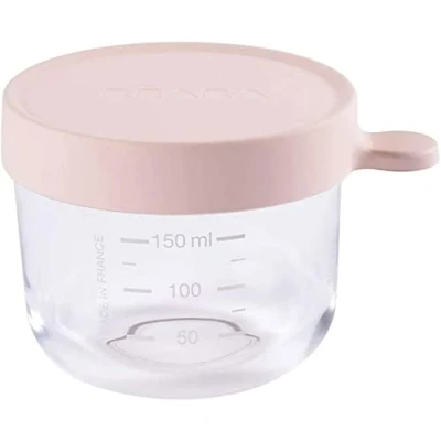 Bild av Béaba glasförvaringsbehållare för barnmat med skalning temperaturbeständig förvaringsbehållare spädbarn och småbarn 150 ml Tillverkad i Frankrike från rosa