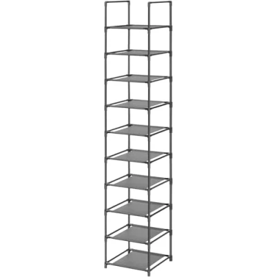 Bild av edihome, Smal skohylla, 10 nivåer, 33 x 173 cm, skoorganisatör, smala och höga, plast, vertikal, hylla, showrack, sapateira (10 hyllor L)