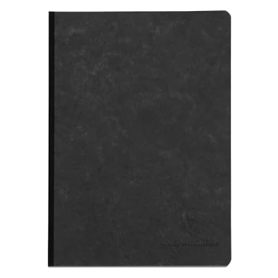 Bild av Clairefontaine Ref 795401C åldersväska tygbunden anteckningsbok (192 sidor) A5 storlek, vanliga linjer, 90 gsm borstat velumpapper svart lädereffektskydd