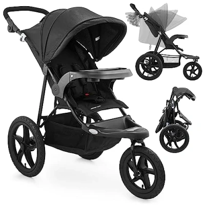Bild av Moby System Joggingvagn, från 0m+ till 3 år, Mountain Joggingvagn med tre hjul, löpvagn hopfällbar, justerbart ryggstöd,
