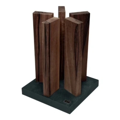 Bild av KAI Magnetiskt knivblock Stonehenge av valnötsträ med granitbotten premiumträ plats för 10 knivar mått 21 x 2830 cm
