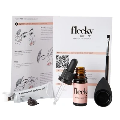 Bild av fleeky Ögonbrynsfärgset Brow Tint Colour Gel Gör det själv färgning skålar och borstar 15 + 10 ml Färg för bryggning Svart eller brun ljusbrun (svart)