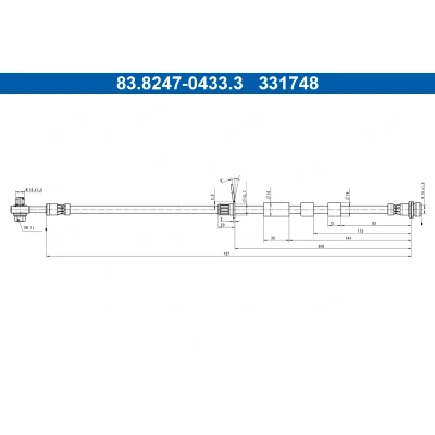 Bild av ATE 83.8247 0433.3 Bromsslang 431mm M10x1,5mm FORD: Focus Mk4 Turnier
