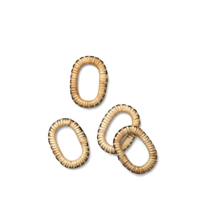 Bild av Ferm Living Weave Napkin Rings Servettring Set of 4 Natural/Black W6.7 x D4.7 H0.8 cm