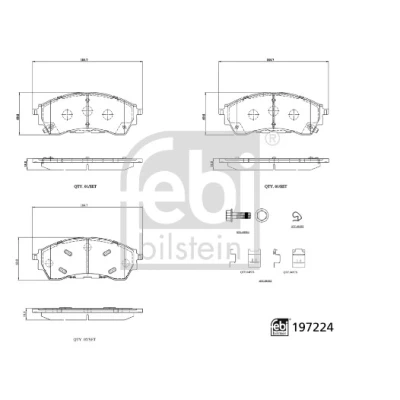 Bild av FEBI BILSTEIN 197224 Bromsbeläggsats framaxel med akustisk slitagevarnare FORD: Ranger Mk3 (TKE) 3.2 TDCi 4x4, 2.5 i TDCi, Flex