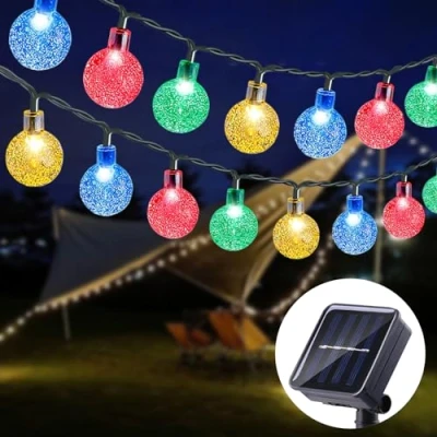 Bild av Anmossi Solcellslampor Utomhus,11M 60 LED Ljusslingor,8 Ljuslägen,Vattentäta Soldrivna Lampor för Hem,Trädgård,Träd,Bröllop,Fester,Jul(Färg)