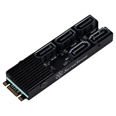 Bild av SilverStone Technology ECS07 5 portars SATA Gen3 6 Gbps icke RAID M.2 PCIe lagringsexpansionskort, SST