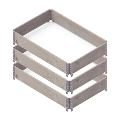 Bild av Upyard GardenBox set om 3 modern upphöjd bädd av pallram modulär pallpall hög säng naturträ för trädgård och terrass PEFC certifierad, 120 x 80 58,5, grå