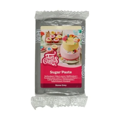 Bild av FunCakes Sockerpasta Stone Grey: lätt att använda, slät, flexibel, mjuk och följsam, perfekt för tårtdekorering, halal, kosher glutenfri, 250 g