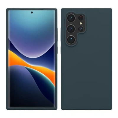 Bild av kwmobile fodral kompatibelt med Samsung Galaxy S24 Ultra tunt mobilfodral i silikon mjuk yta trådlös laddning mörkt skiffer