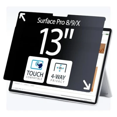 Bild av StarTech.com 4 vägs integritetsskärm för 13 tums Surface Pro 8/9/X bärbar dator, porträtt/landskap, pekaktiverad, 30 grader. Visa