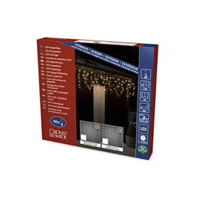 Bild av Konstsmide 2741 103 LED glassregn, ljusgardin/för utomhusbruk (IP44)/24 V utomhus transformator, 96 varma vita dioder, transparent kabel, varm vit, lysdioder