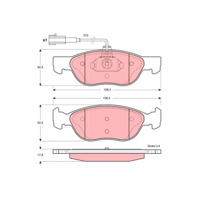 Bild av TRW GDB1387 Jeu de plaquettes frein contact signal d&#039;usure inclus ALFA ROMEO: 145, 146