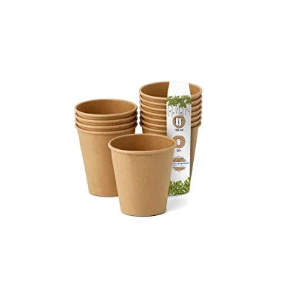 Bild av GREENBOX Miljövänlig kaffekopp, pappersmugg, brun oblekt, espressokopp, provmugg, dryckesmugg I 50 stycken Coffee To go, engångsmuggar, biologiskt nedbrytbara, 100 ml 4 oz