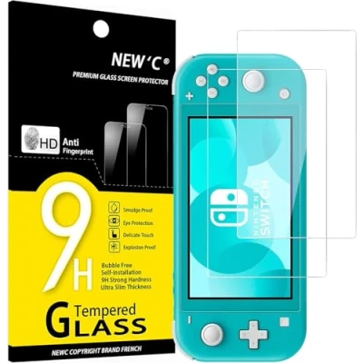 Bild av NEW&#039;C 2 Pack, Glasskärmskydd kompatibelt med Nintendo Switch lite, bubbelfritt, 9H hårdhet, 0,33 mm ultratransparent, ultrabeständigt härdat glas