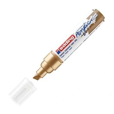 Bild av edding 5000 akrylmarker bred guld 1 vattenfast akrylfärgmarker snedskuren spets 5 10 mm akrylfärgpennor för teckning på duk, konstpapper och trä akrylmarkers stenar